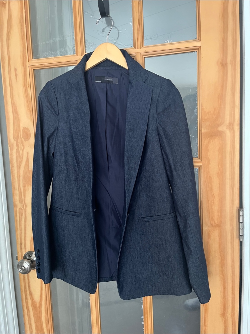 The Limited women’s dark denim one button blazer, sz small. EUC, indigo, capsule - Picture 9 of 9